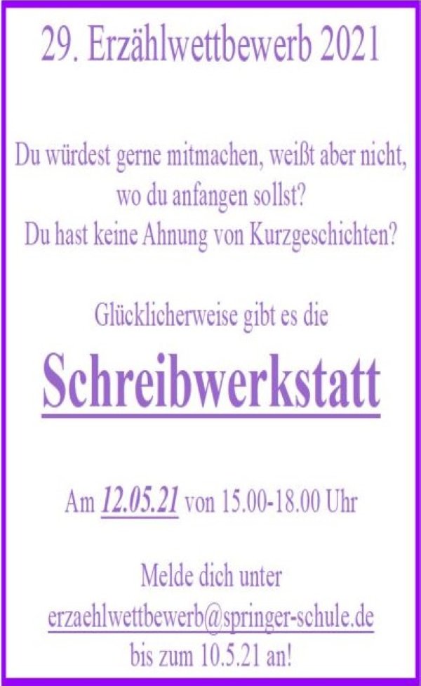Plakat Schreibwerkstatt Plakat Schreibwerkstatt
